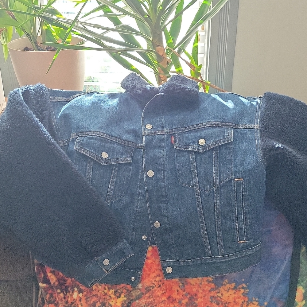 Levi's Premium Denim Quilted Linning Warm Fall To Winter Jacket Sz L